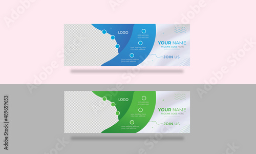 
Modern creative business email signature template Vector design or corporate email signature templates bundle. Colorful flat Templates, email footer, Web banner with blue and green colors.
