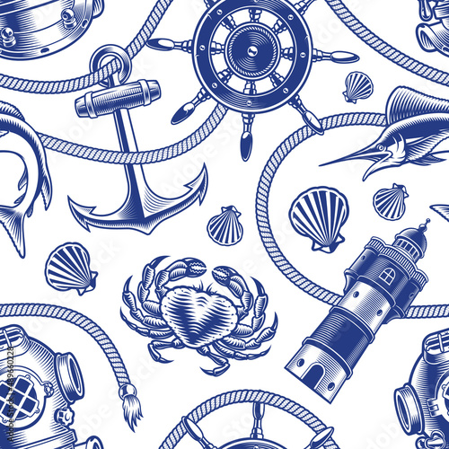 Black and white background on the marine theme 