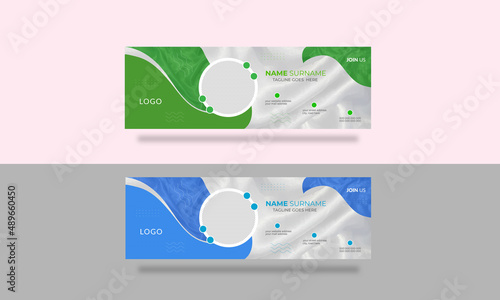 
Modern creative business email signature template Vector design or corporate email signature templates bundle. Colorful flat Templates, email footer, Web banner with blue and green colors.
