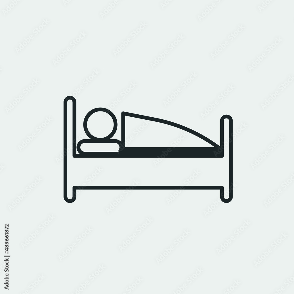 Sleeping in bed vector icon illustration sign Sleeping in bed vector icon illustration sign
