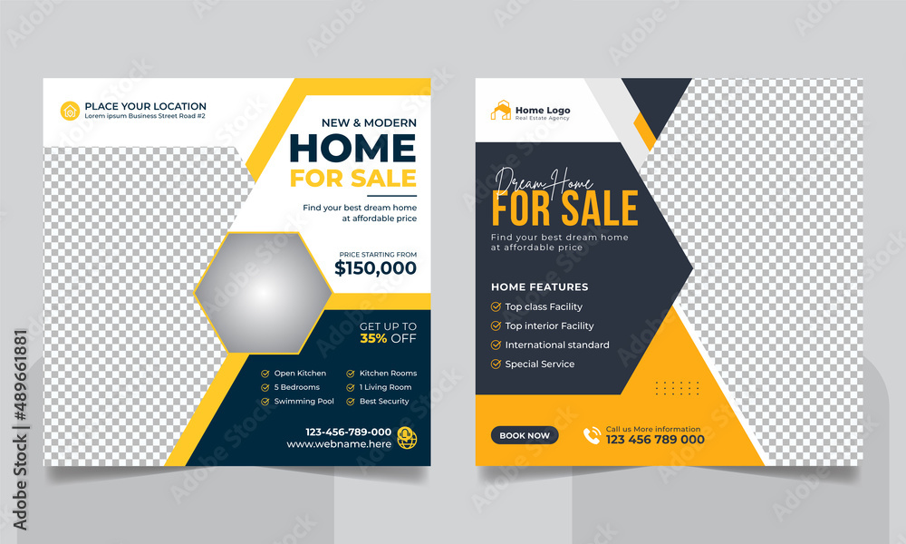 Real estate house property sale social media post square flyer and web banner template Real estate house property sale social media post square flyer and web banner template