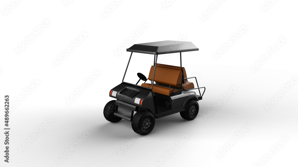 golf cart front view with shadow 3d render