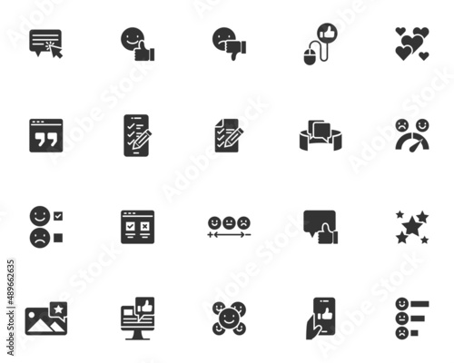 set of feedback line icons, customer experience, survey, marketing, testimonial
