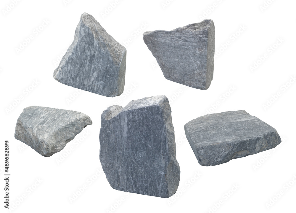 gray rock stone set isolated on white background,Clipping path gray rock stone set isolated on white background,Clipping path