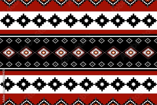 Geometric ethnic oriental seamless pattern traditional Design for background,carpet,wallpaper.clothing,wrapping,Batik fabric,Vector illustration.embroidery style - Sadu, sadou, sadow or sado