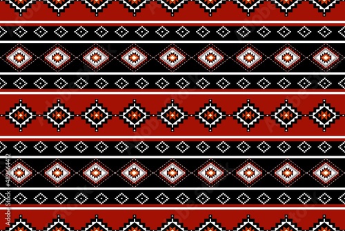 Geometric ethnic oriental seamless pattern traditional Design for background,carpet,wallpaper.clothing,wrapping,Batik fabric,Vector illustration.embroidery style - Sadu, sadou, sadow or sado