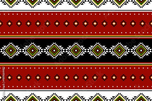 Geometric ethnic oriental seamless pattern traditional Design for background,carpet,wallpaper.clothing,wrapping,Batik fabric,Vector illustration.embroidery style - Sadu, sadou, sadow or sado