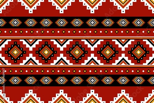 Geometric ethnic oriental seamless pattern traditional Design for background,carpet,wallpaper.clothing,wrapping,Batik fabric,Vector illustration.embroidery style - Sadu, sadou, sadow or sado