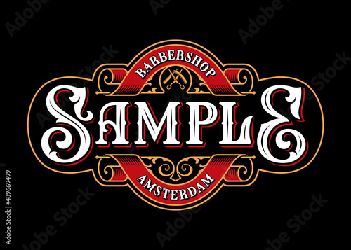 Vintage lettering barbershop logo template