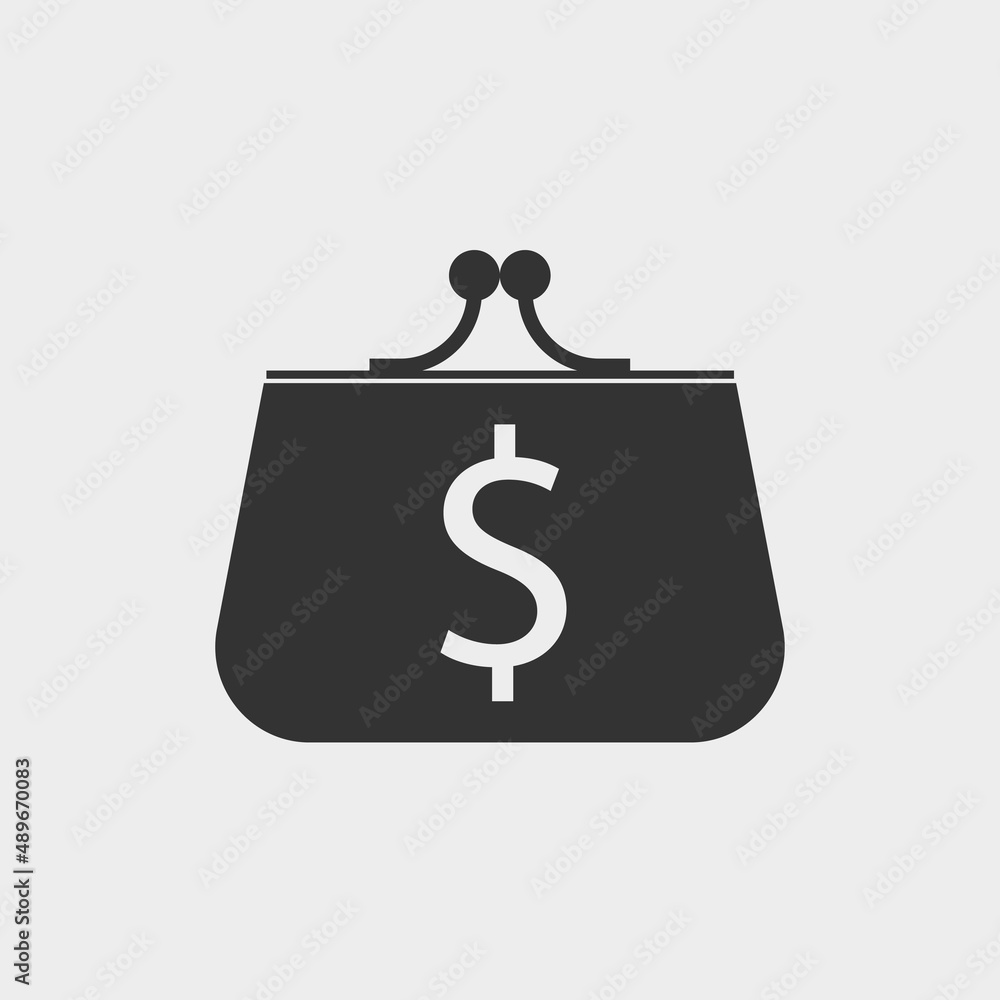 Dollar purse vector icon illustration sign Dollar purse vector icon illustration sign