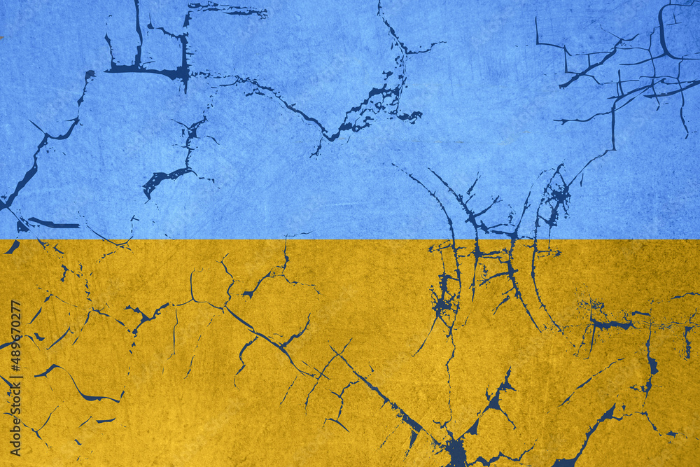Obraz premium drapeau Ukraine craquelé