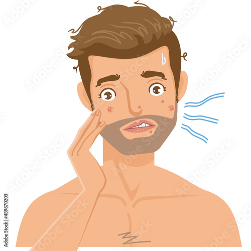 man; face; damaged skin; acne; blackhead; under the eyes; wrinkles; dark skin; dry skin; oily skin; skin 