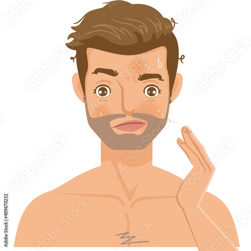 man; face; damaged skin; acne; blackhead; under the eyes; wrinkles; dark skin; dry skin; oily skin; skin 