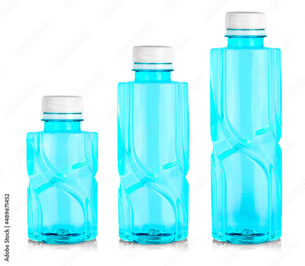 set of Plastic green bottle isolated on white background set of Plastic green bottle isolated on white background