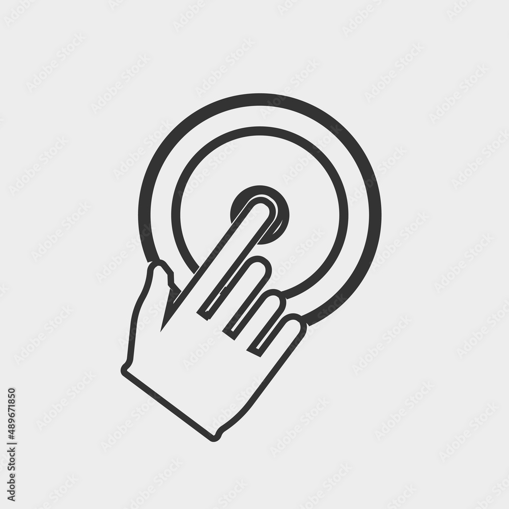 Hand cursor vector icon solid grey Hand cursor vector icon solid grey