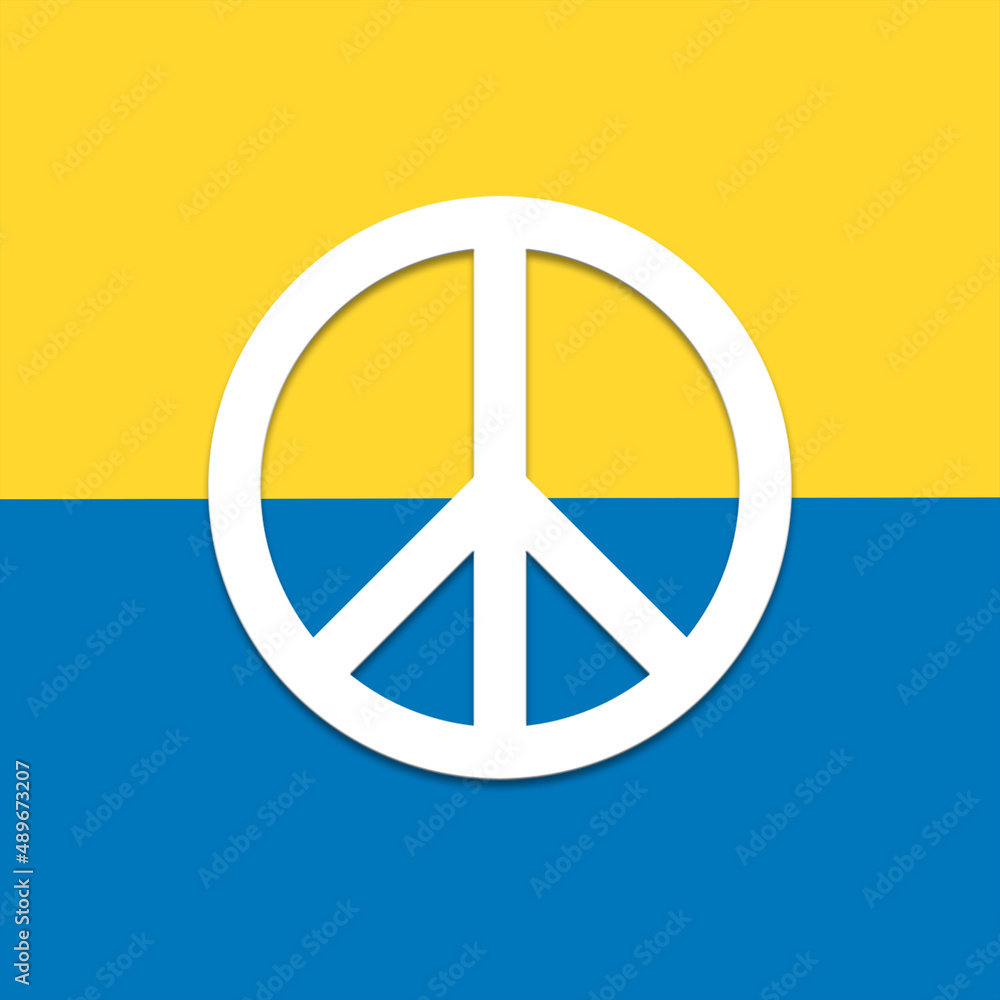 symbol of peace on the background of the flag of Ukraine. symbol of peace on the background of the flag of Ukraine.