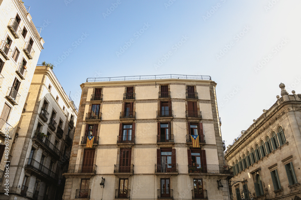 House front, architecture in Barcelona, Spain