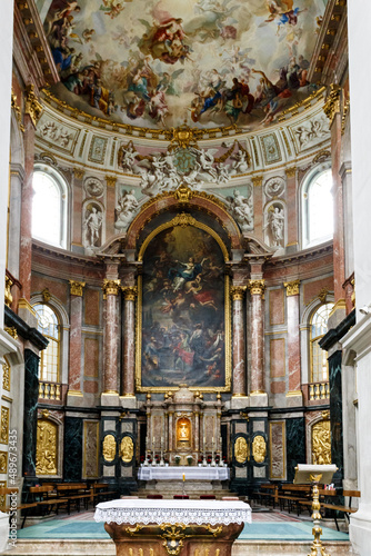Church interior with frescos