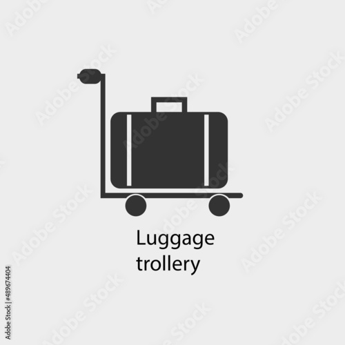 Luggage trolley vector icon illustration sign 