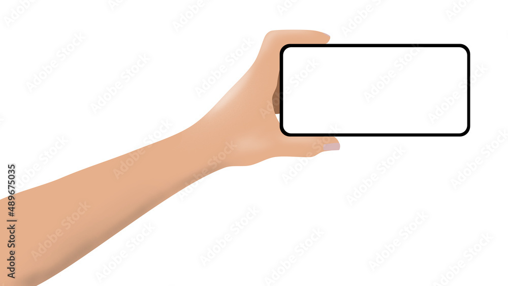 Drawing of a woman's hand holding a smartphone