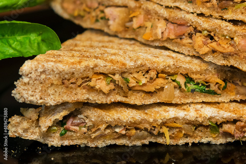 close up of a sandwich