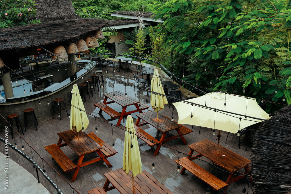 industrial theme outdoor cafe after rain industrial theme outdoor cafe after rain