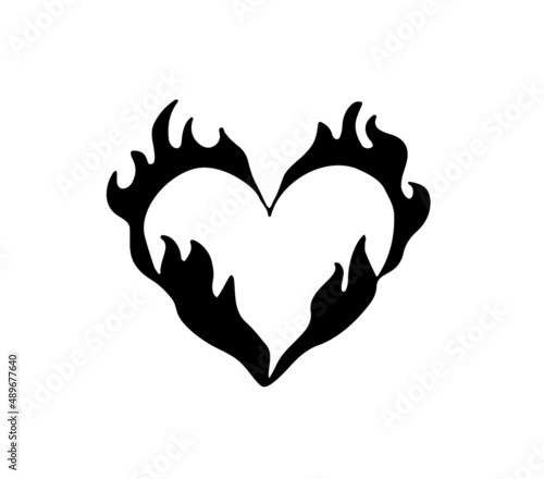 Photo White burning heart silhouette