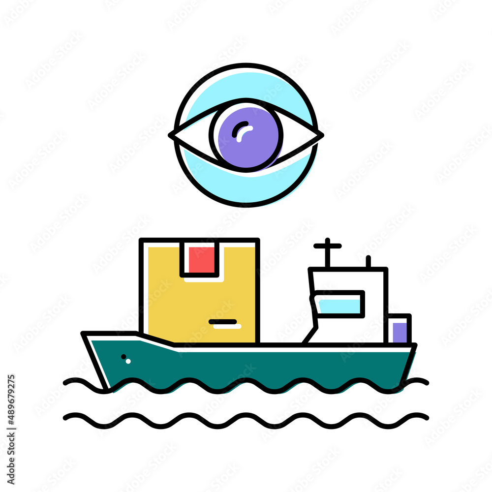 ship shipment management and control color icon vector illustration