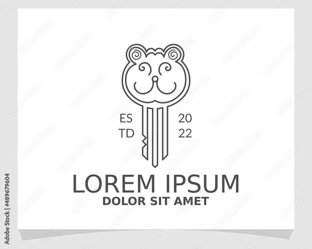 cute lion key logo vector design template cute lion key logo vector design template