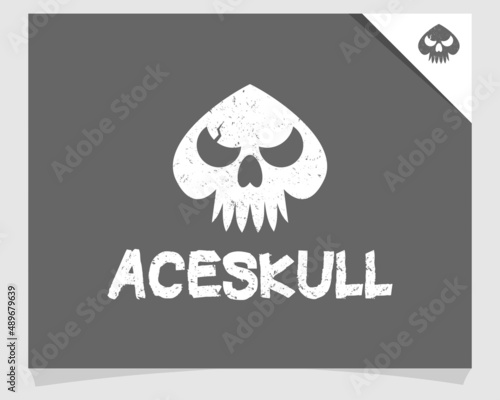 spade skull logo design in retro, rustic, grunge style, perfect for a modern company.