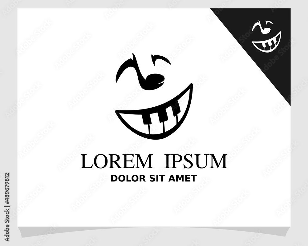 music logo. piano smile logo design illustration. music logo. piano smile logo design illustration.