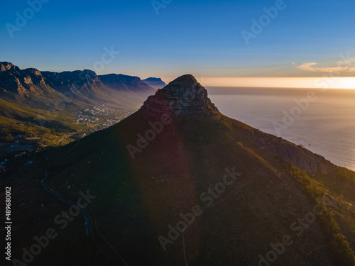 sunset at Signal Hill Cape Town South Africa, sunset with a view at Lions Head and Camps Bay Cape Town.  photo