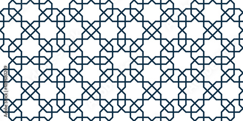 Geometric Islamic Seamless Pattern for decoration greeting card or interior. Vector Illustration.