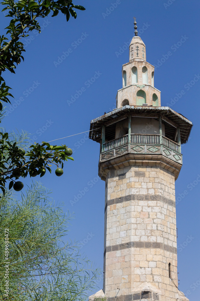 Fototapeta premium Minaret of mosque in Ancient City of Damascus (Syrian Arab Republic)
