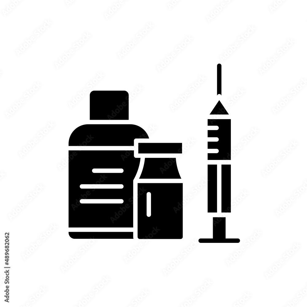 Drug injection line icon. Isolated vector element. Drug injection line icon. Isolated vector element.