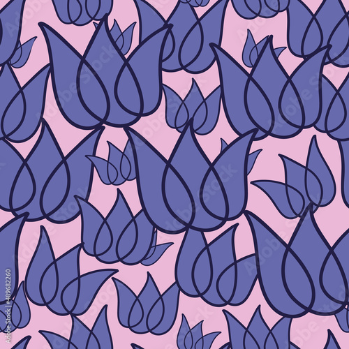 Very peri lotus flowers seamless pattern print