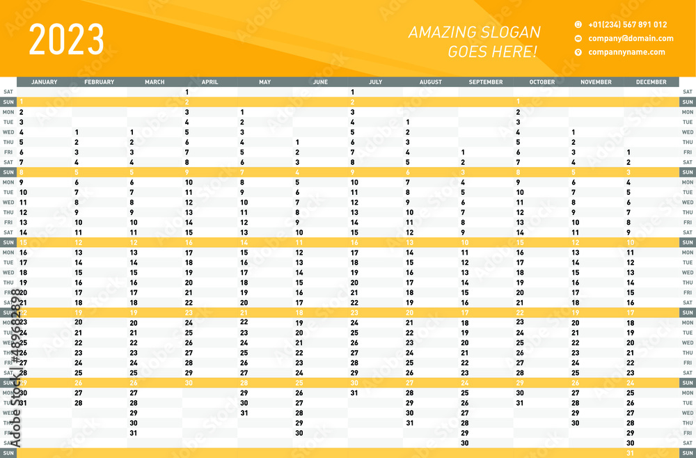Calendar Template Vector Year