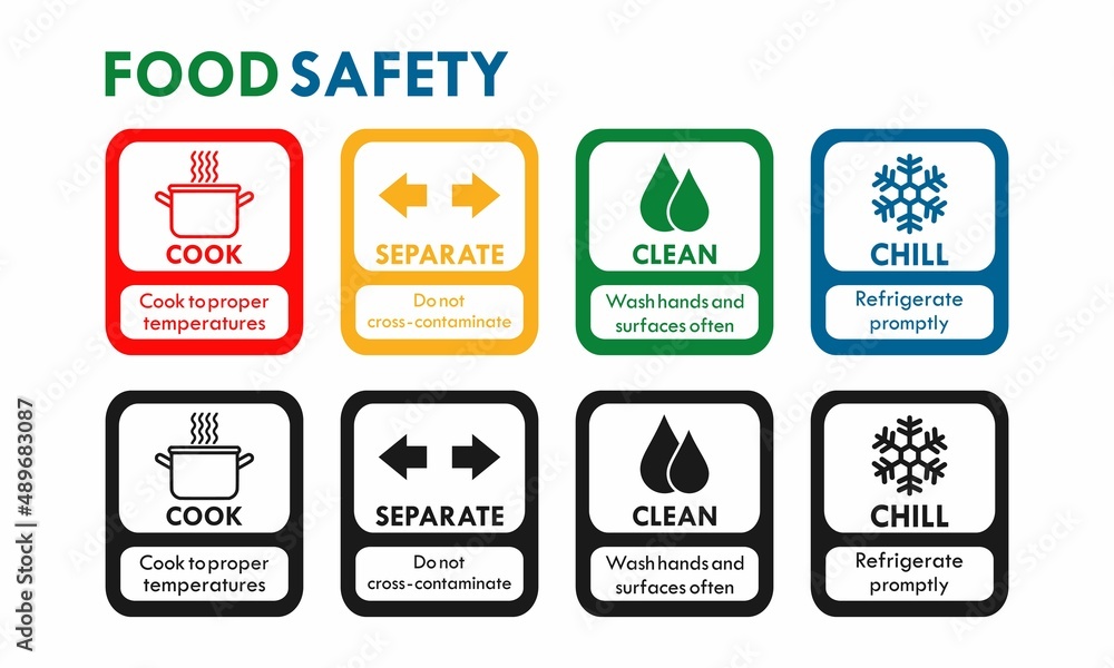 Fototapeta premium Food safety in the freezer information logo template illustration