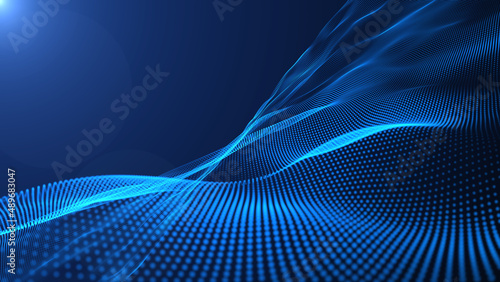 Abstract blue background, technology wabe background beautiful abstract wave technology digital network background with blue light digital effect corporate concept, Vector illustration, wave