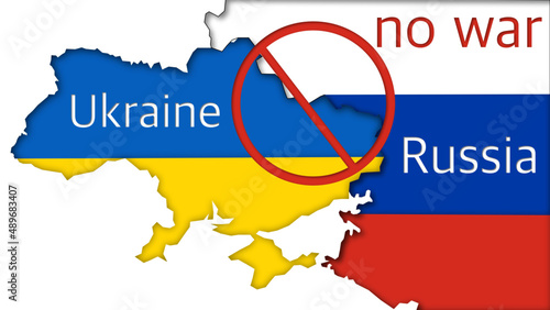 Country map with flag about Russia and Ukraine in vector have boundary line between 2 sides