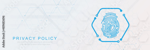 Scan fingerprint identity. Data protection cyber security privacy. Technology security. Vector illustration