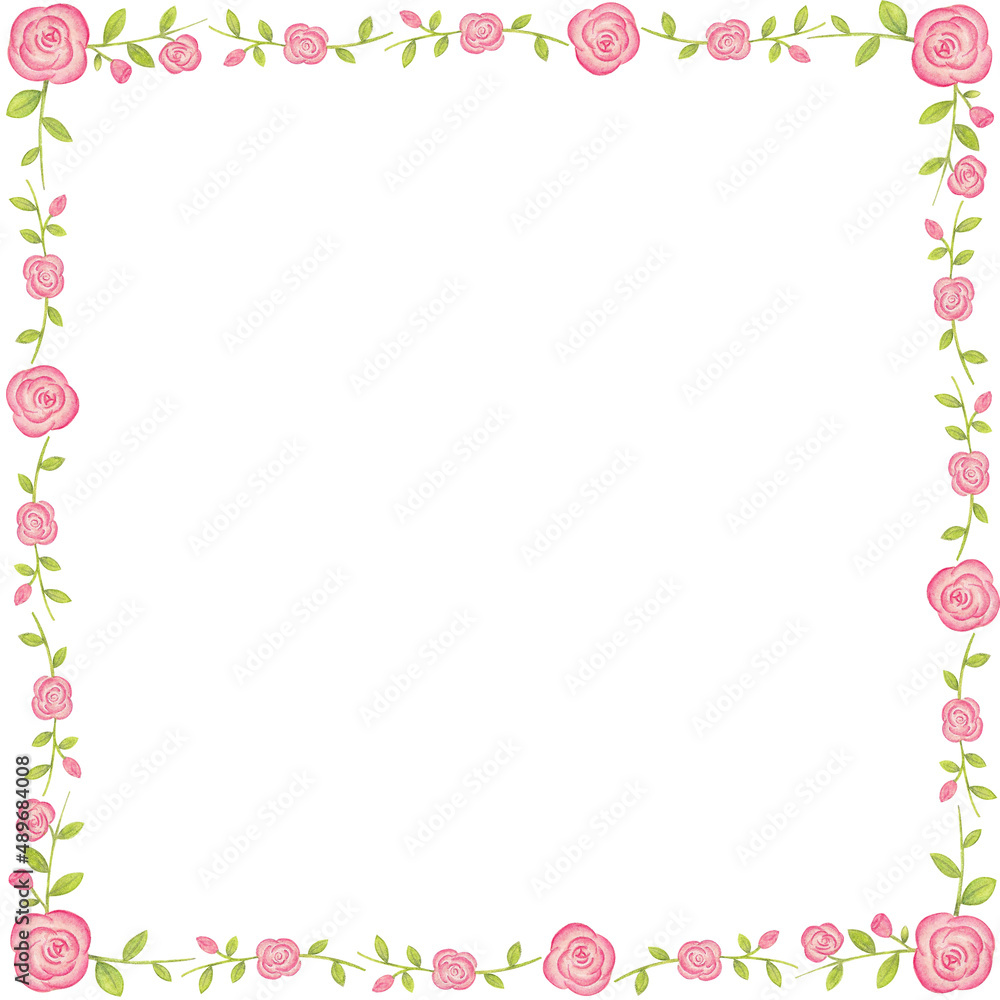 pink rose frame with flower