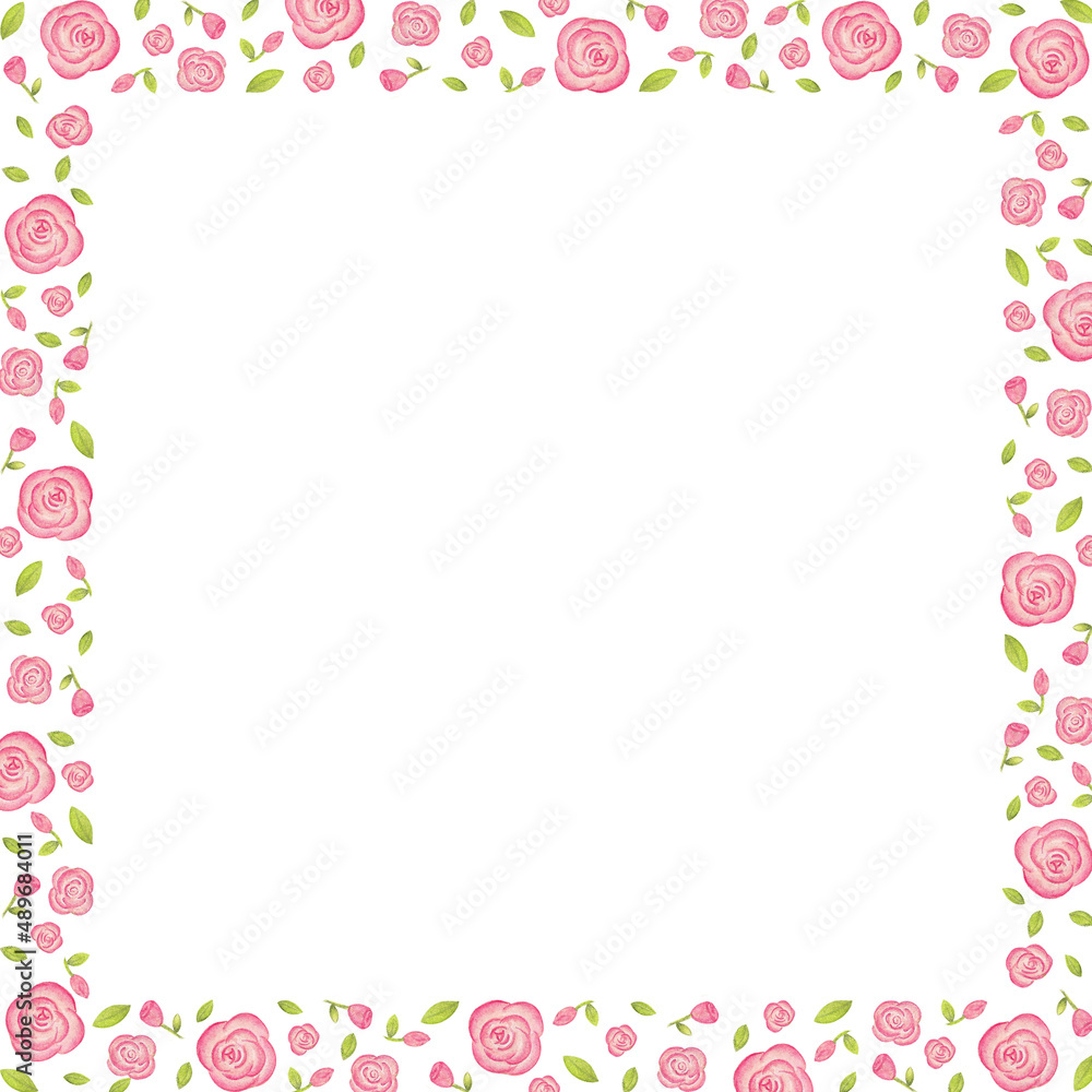 pink rose frame with flower