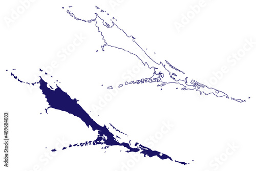 Exuma island (Commonwealth of The Bahamas, Cenrtal America, Caribbean islands) map vector illustration, scribble sketch Great Exuma map