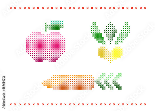 野菜の刺繍イラスト