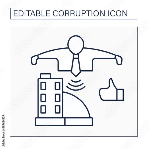 Lobbying line icon. Influence on governmental and state issues. High influence on legislative system. Control.Corruption concept. Isolated vector illustration. Editable stroke