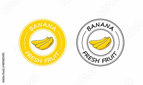 Banana fruit logo template illustration. suitable for product label
