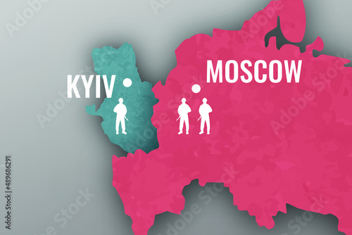 Vector image of the Ukrainian-Russian border.