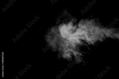 A rich, swirling horizontal vapor isolated on a black background for overlaying on your photos.