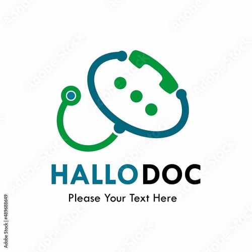 Hallo doc logo template illustration.there are sthetoscope with phone 